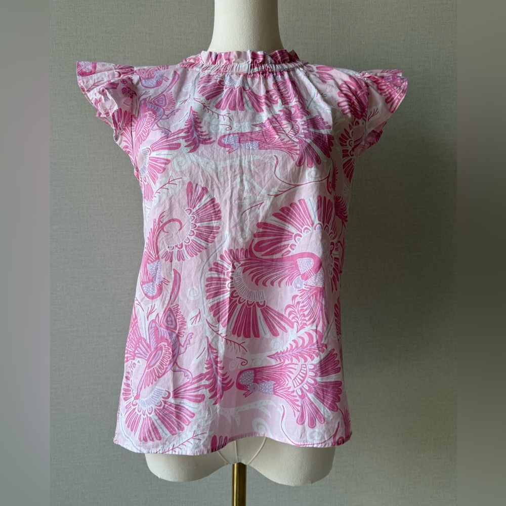 Sail to Sable Pink Printed Flutter Sleeve Camisole